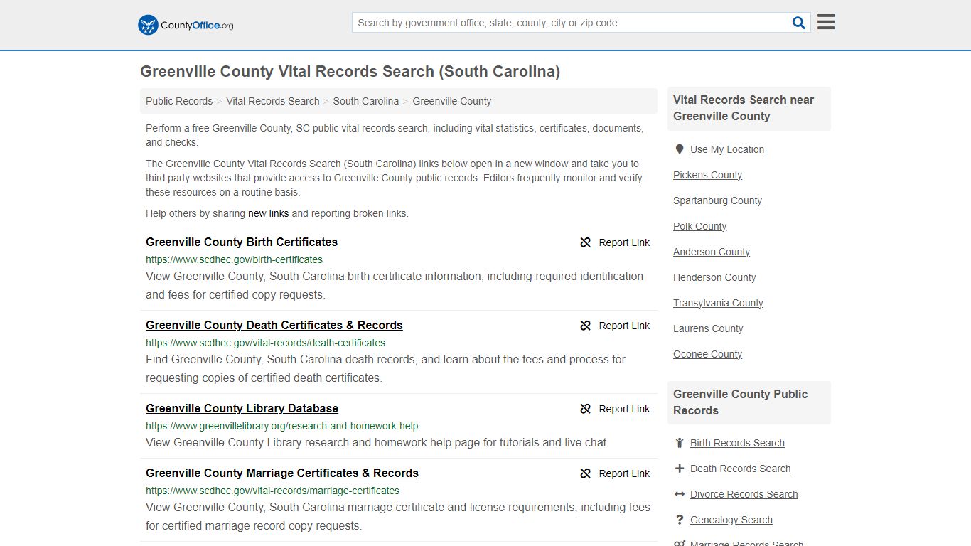 Vital Records Search - Greenville County, SC (Birth, Death, Marriage ...