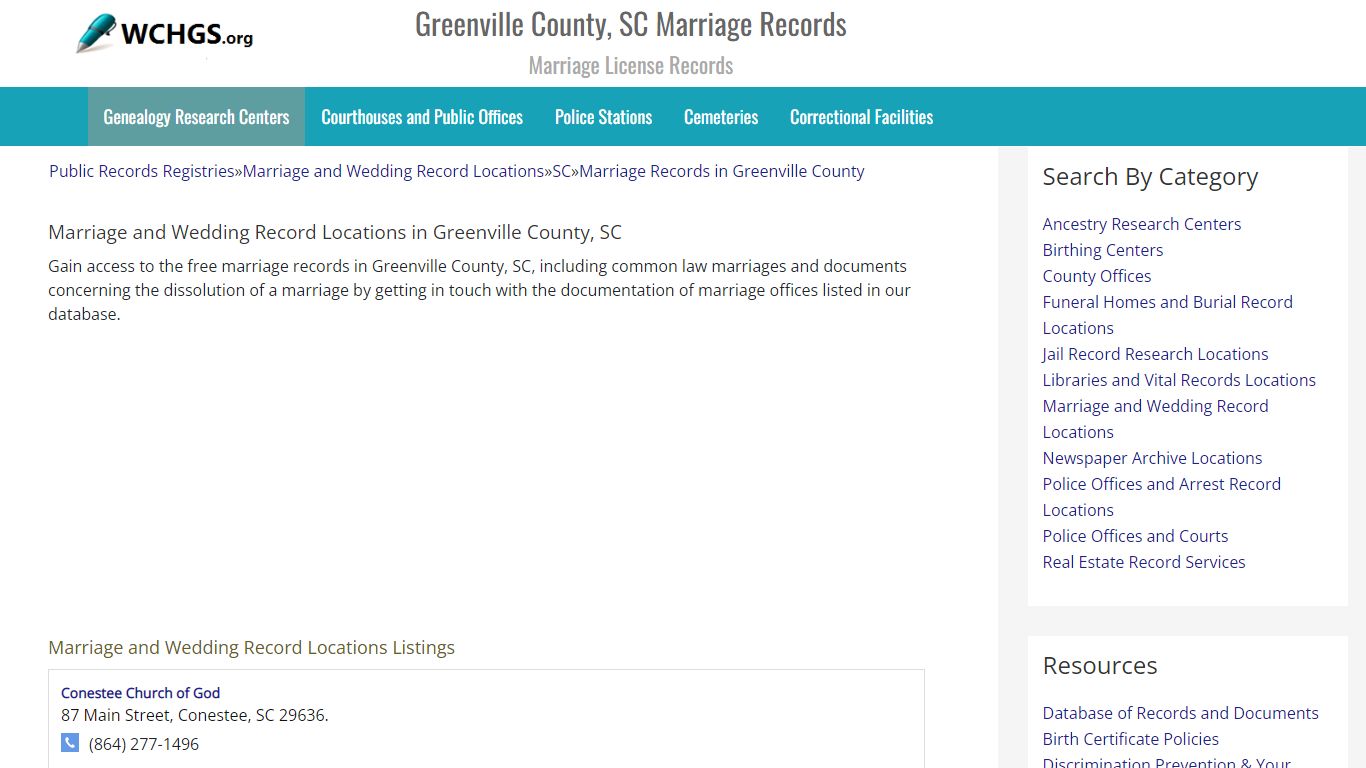 Greenville County, SC Marriage Records - Marriage License Records